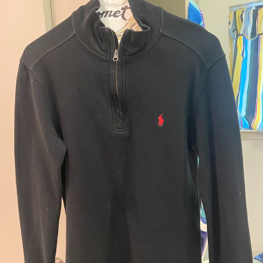 Ralph lauren black pullover half zip sweater